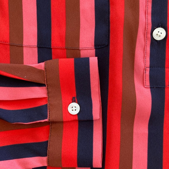 Ann Taylor Red & Black Stripe Button Front Blouse Size Small - Picture 8 of 14